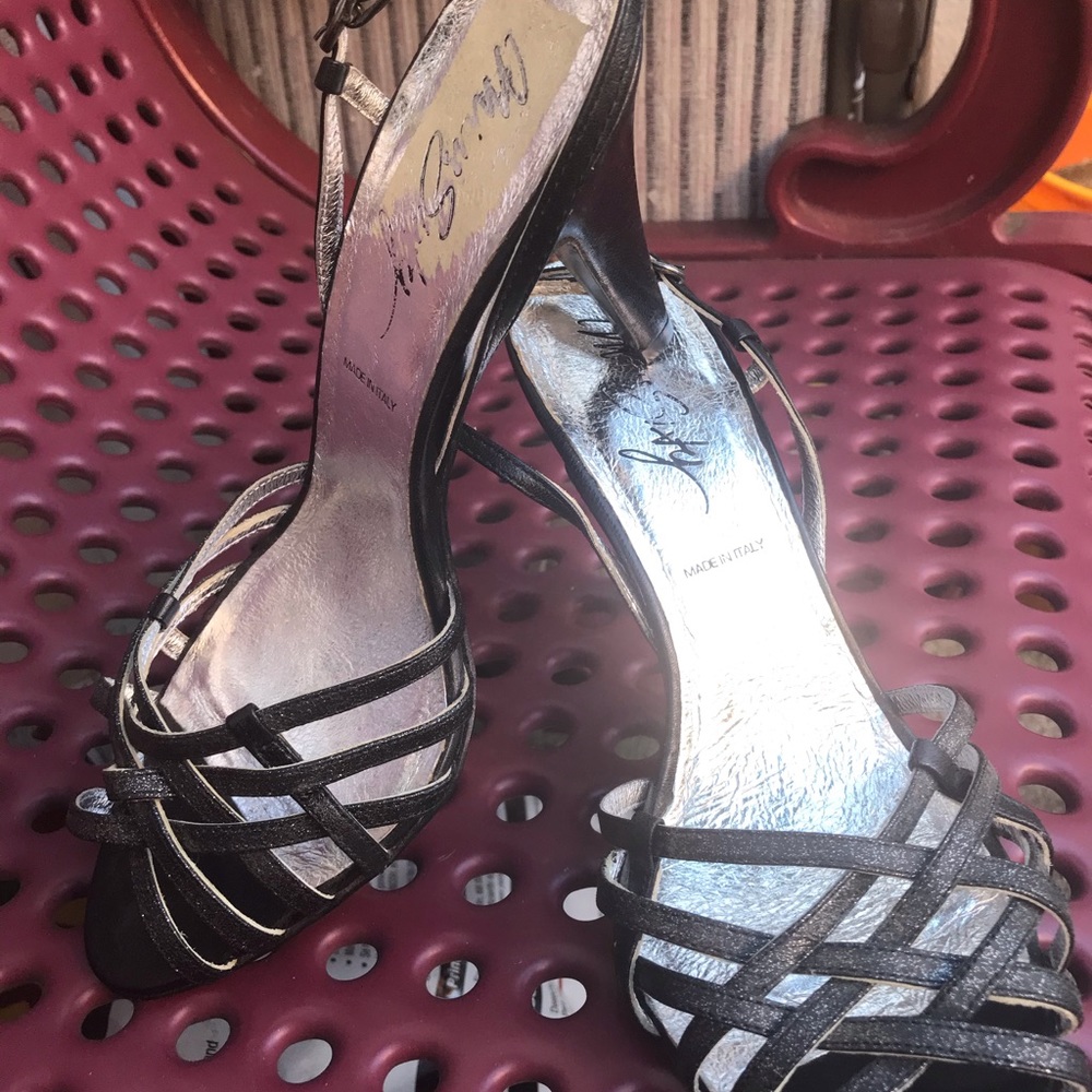Miss Sixty Black Leather Slingback Peeptoes